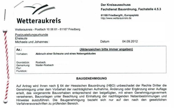 Abrissgenehmigung erteilt